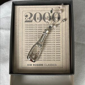 Kim Rogers Silver Bottle Opened pin  with Pink & Gray Bead Accents